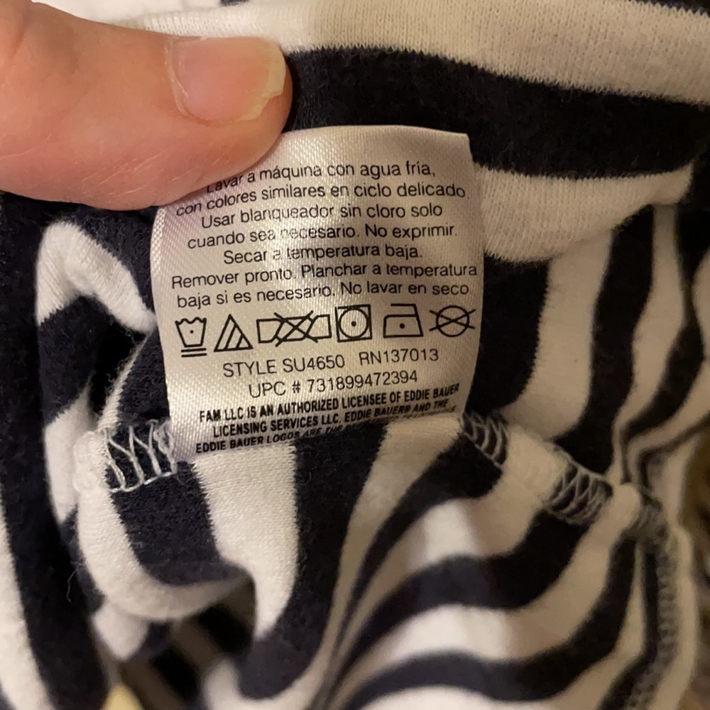 Eddie Bauer, black and white striped top, Size Large - Picture 4 of 5